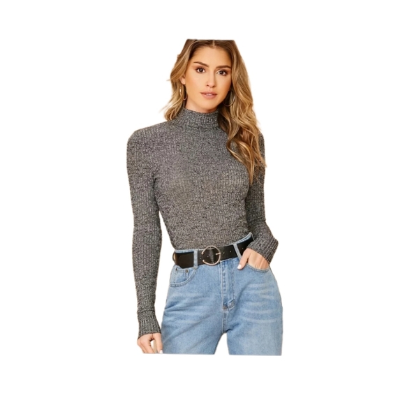 SHEIN Sweaters - SHEIN Turtleneck Gray Ribbed  Sweater